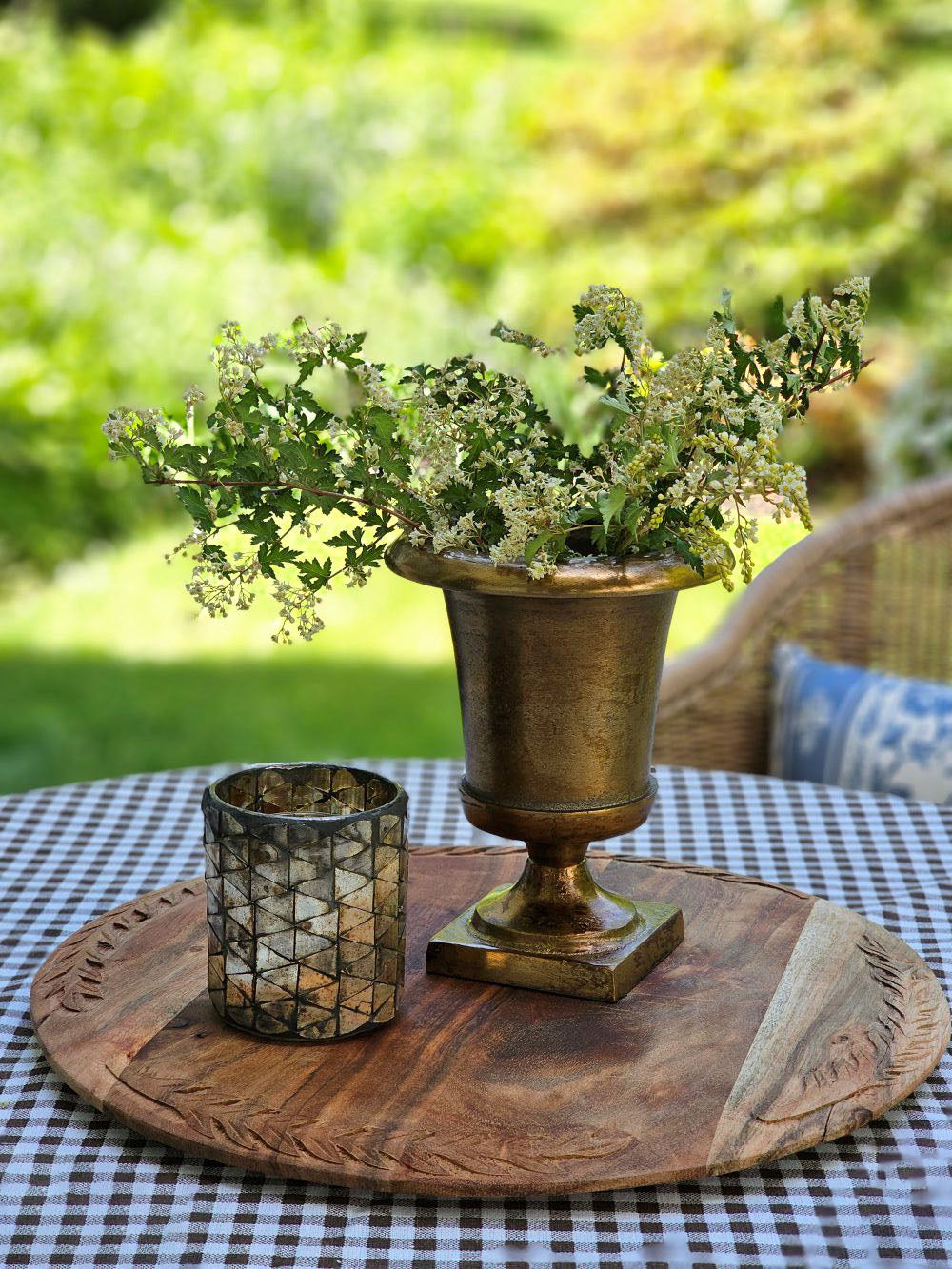 Rustikaler Kerzenhalter aus Quecksilberglas mit Mosaik
