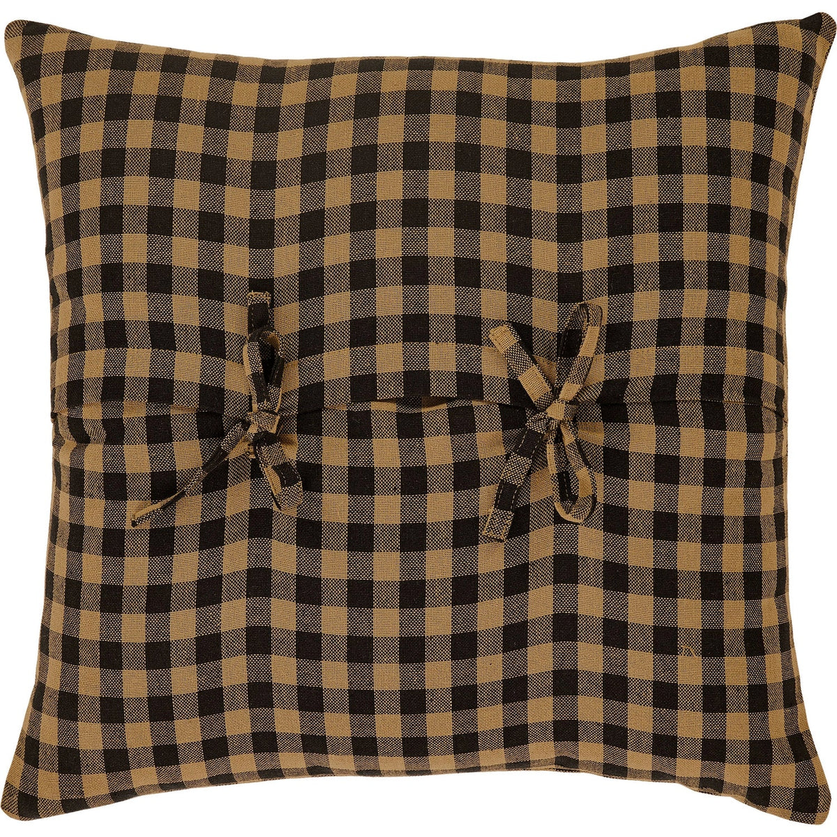 Coussin à carreaux noir et fauve
