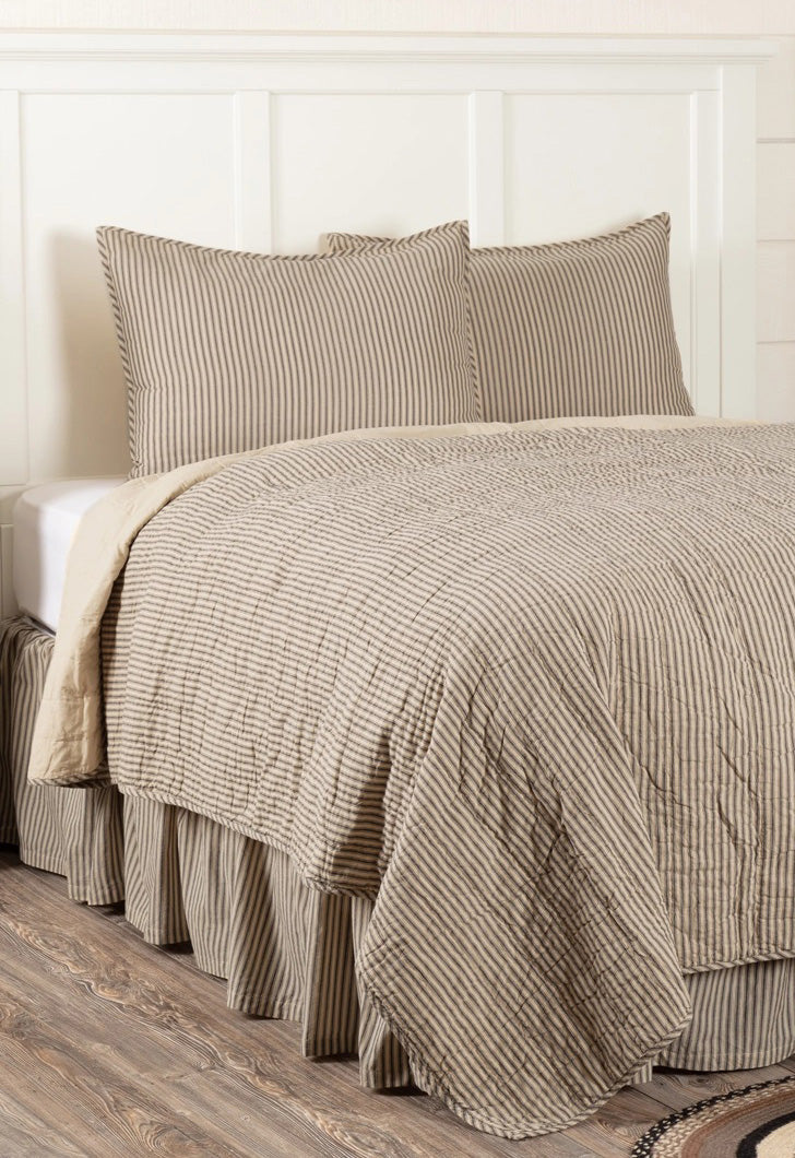 Antraciet Ticking Stripe Quilt