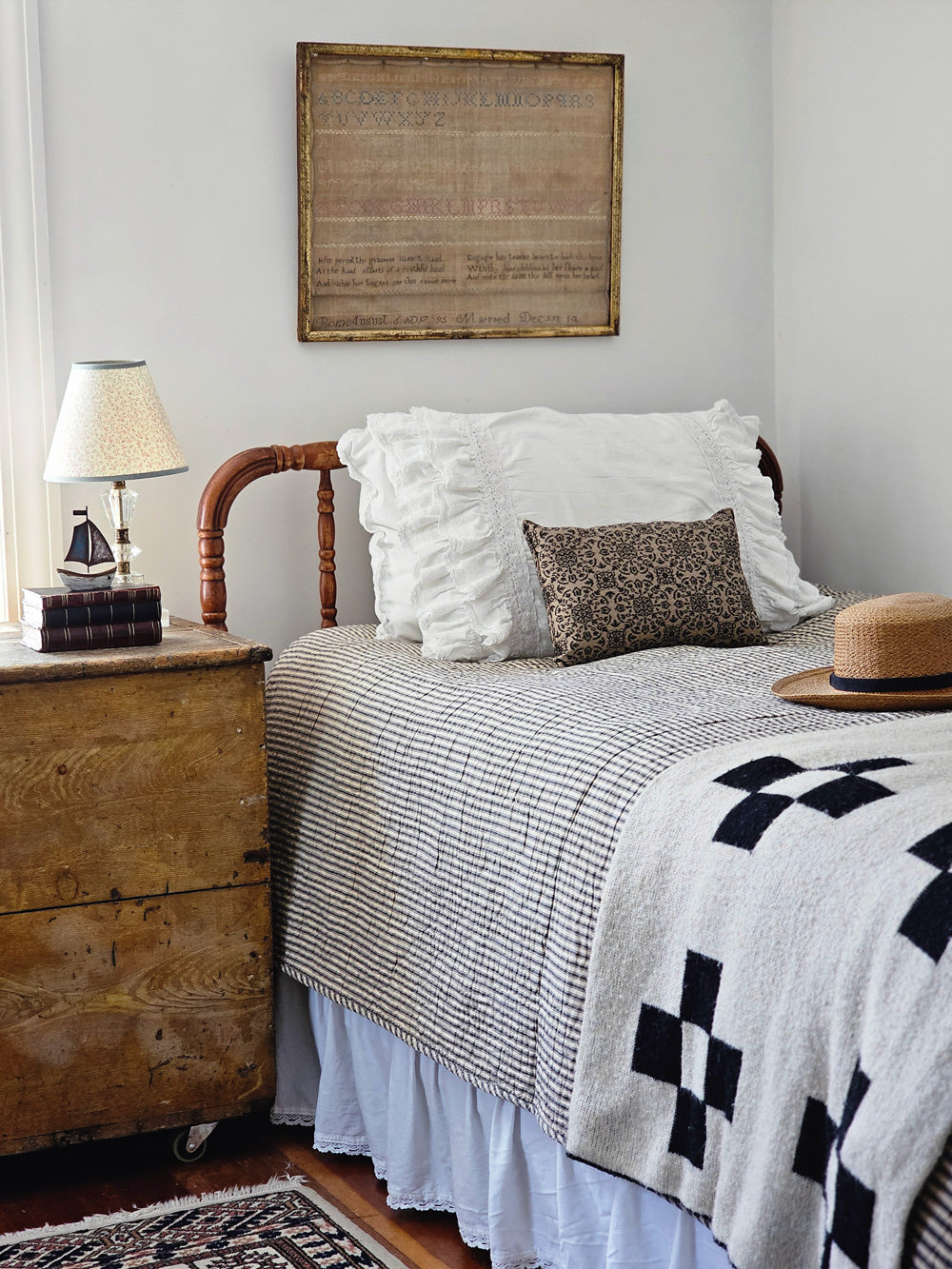 Antraciet Ticking Stripe Quilt