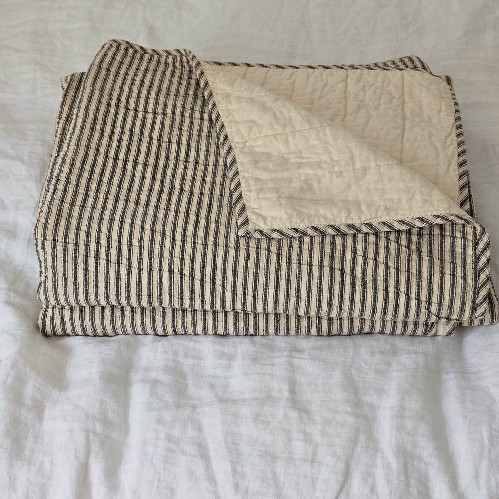 Antraciet Ticking Stripe Quilt