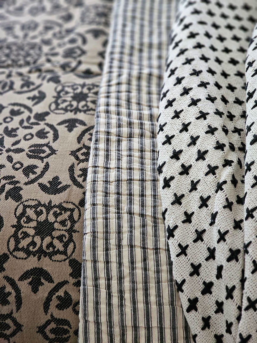 Antraciet Ticking Stripe Quilt