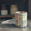 Rustikaler Kerzenhalter aus Quecksilberglas mit Mosaik