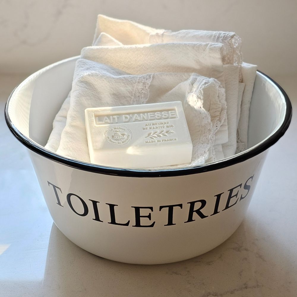 Weiße Emaille-Toilettenartikel-Schale