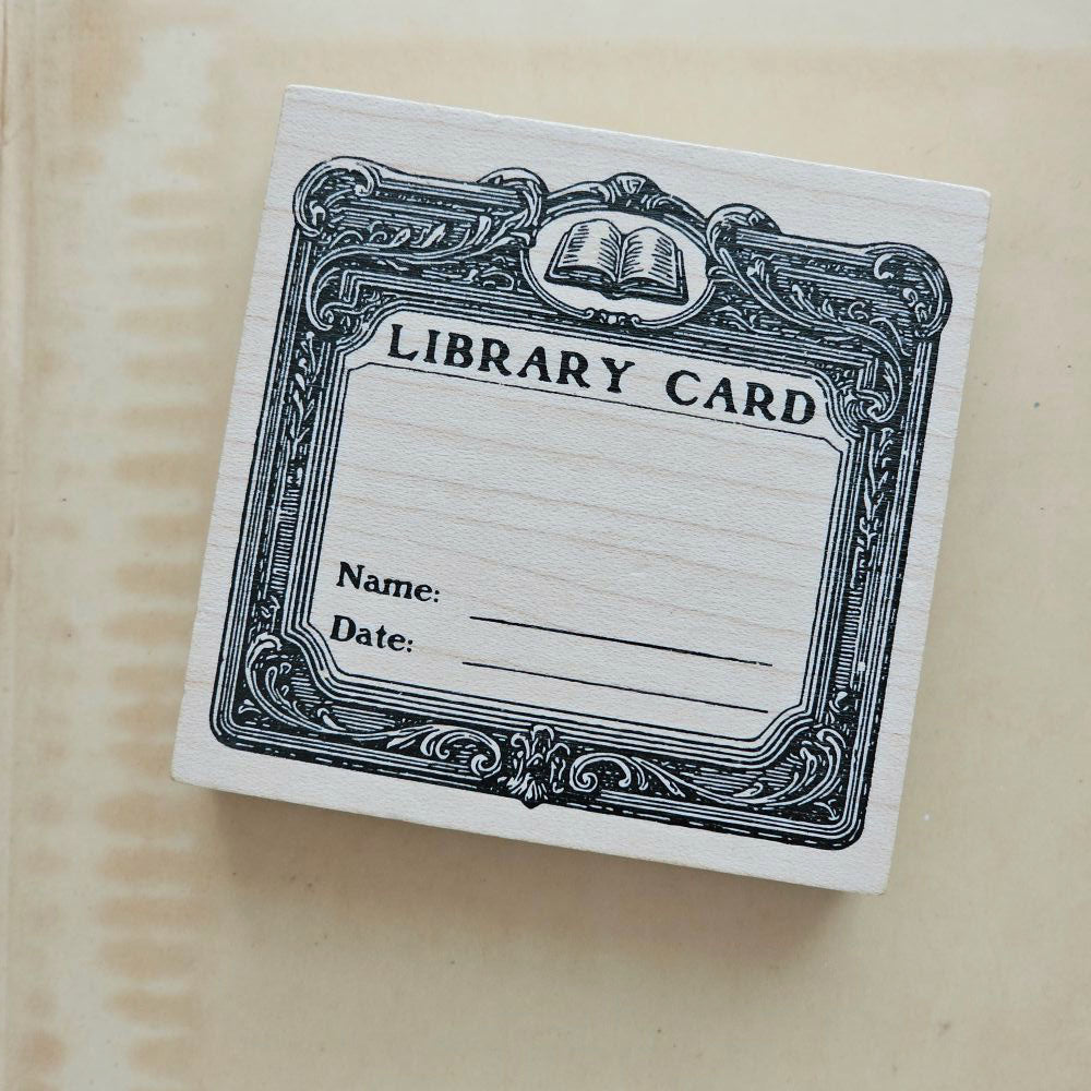 Tampon en bois « Livre de bibliothèque »