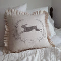 Coussin lièvre style lin à volants