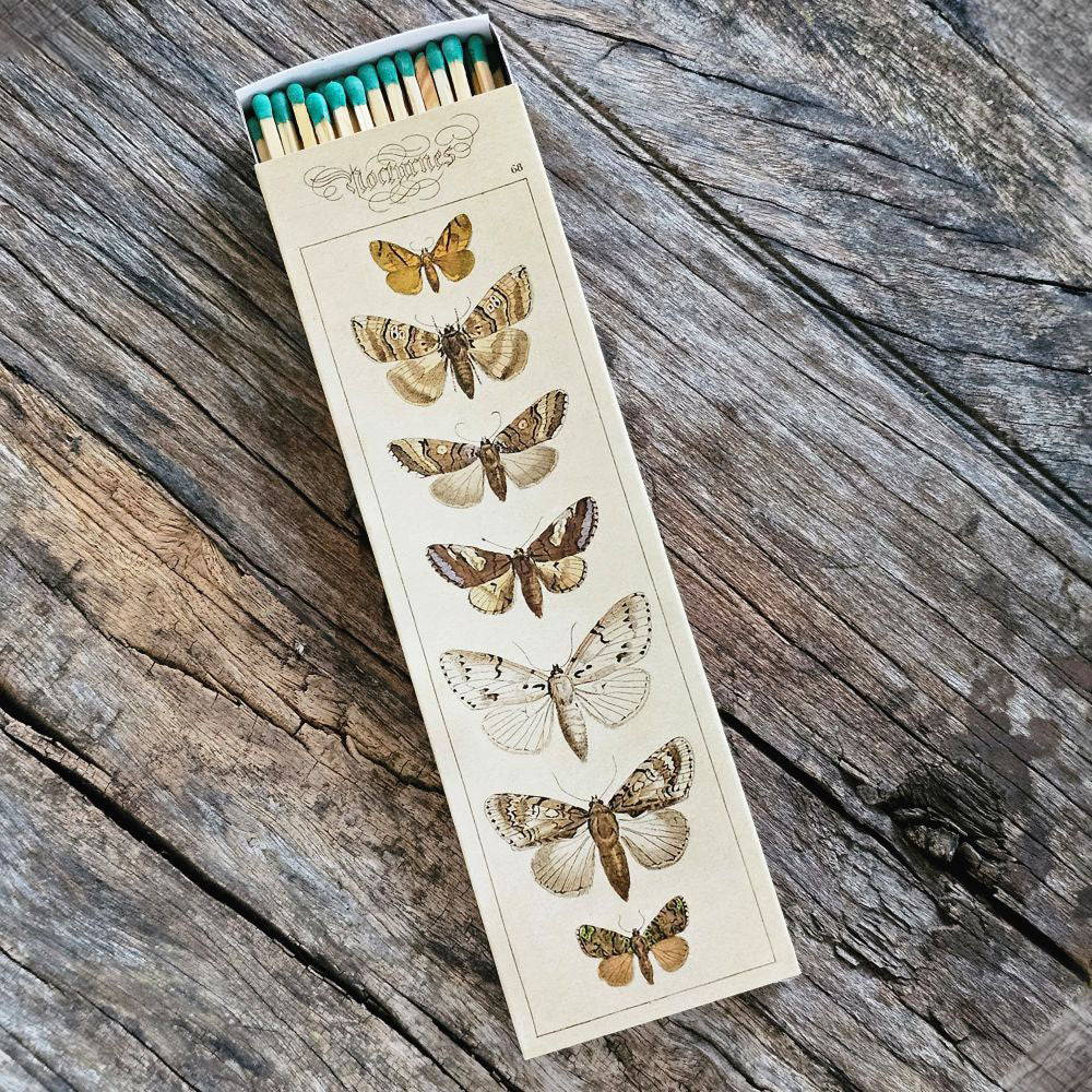 Longues allumettes en bois au motif papillon vintage
