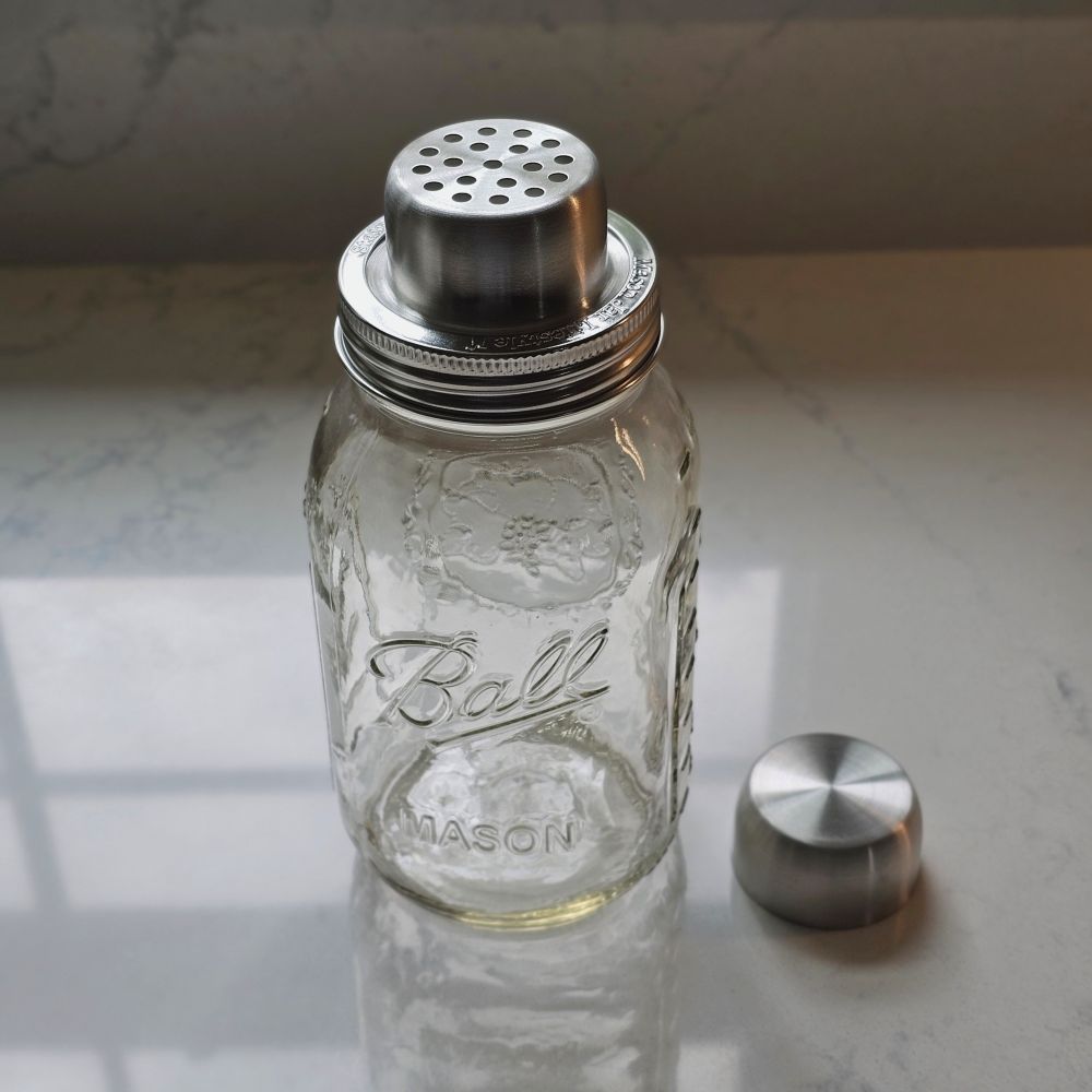 Cocktailshaker aus Edelstahl für Weckgläser mit normalem Rand