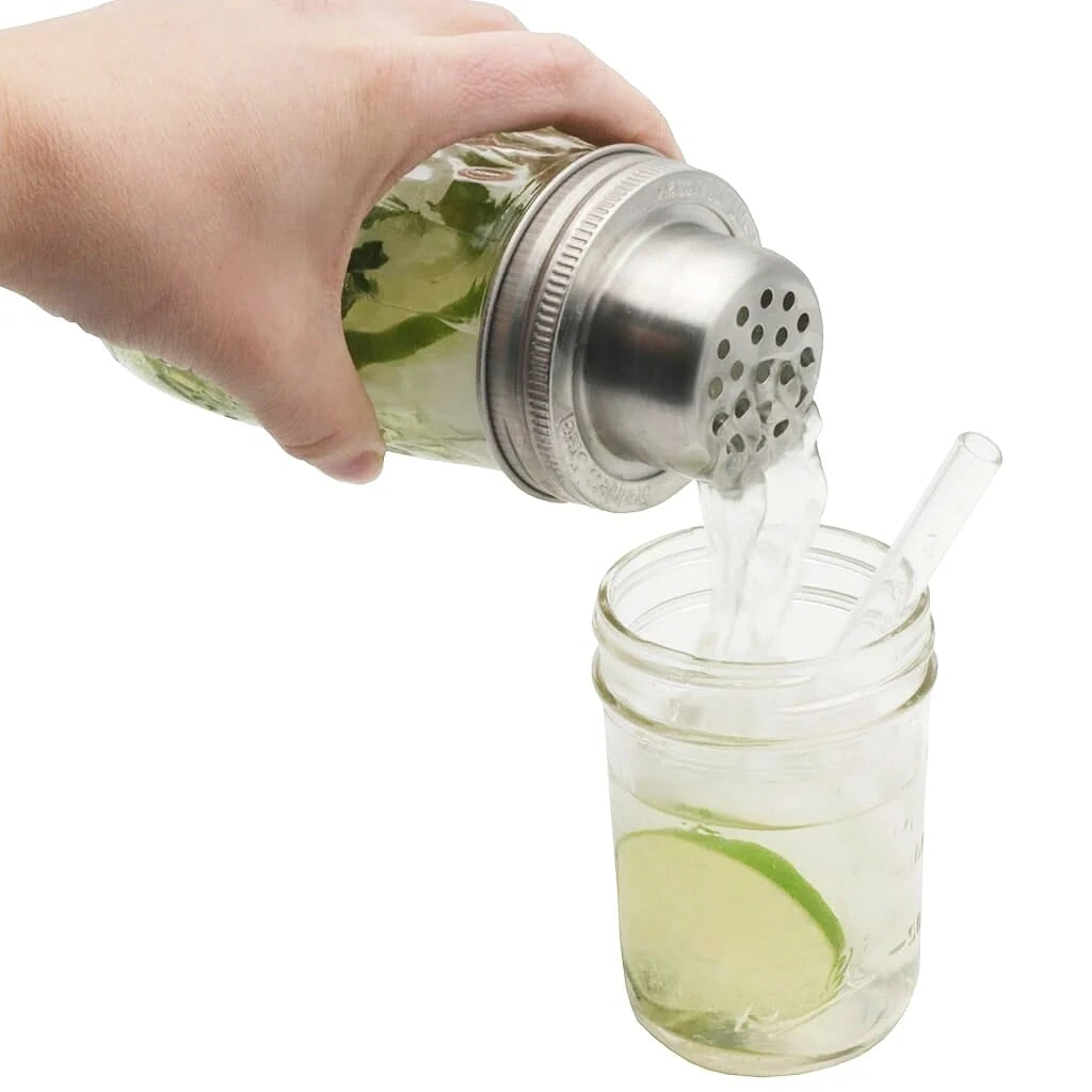 Cocktailshaker aus Edelstahl für Weckgläser mit normalem Rand