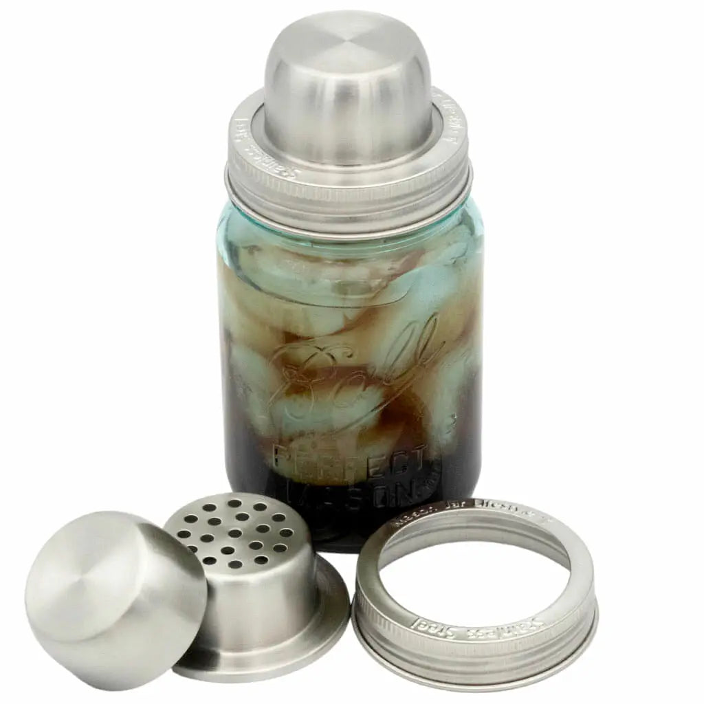 Cocktailshaker aus Edelstahl für Weckgläser mit normalem Rand