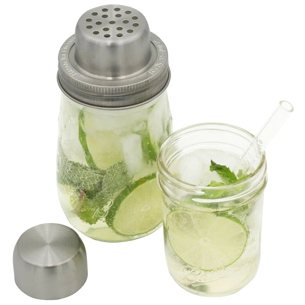 Cocktailshaker aus Edelstahl für Weckgläser mit normalem Rand