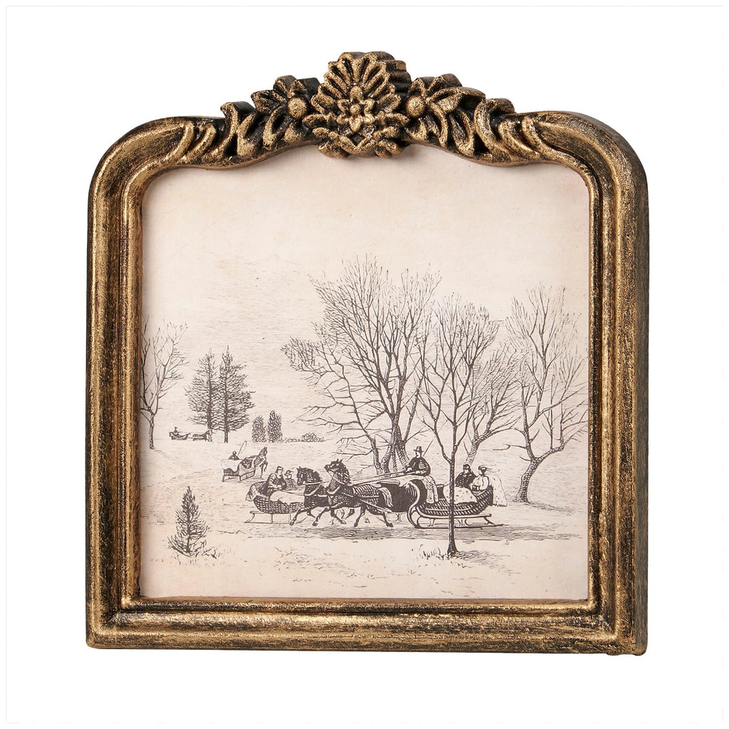 Gerahmtes Vintage-Wandbild „Schlittenfahrt“