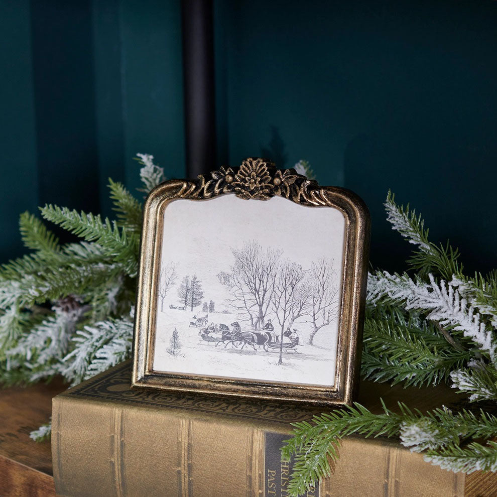 Décoration murale encadrée vintage « Promenade en traîneau »