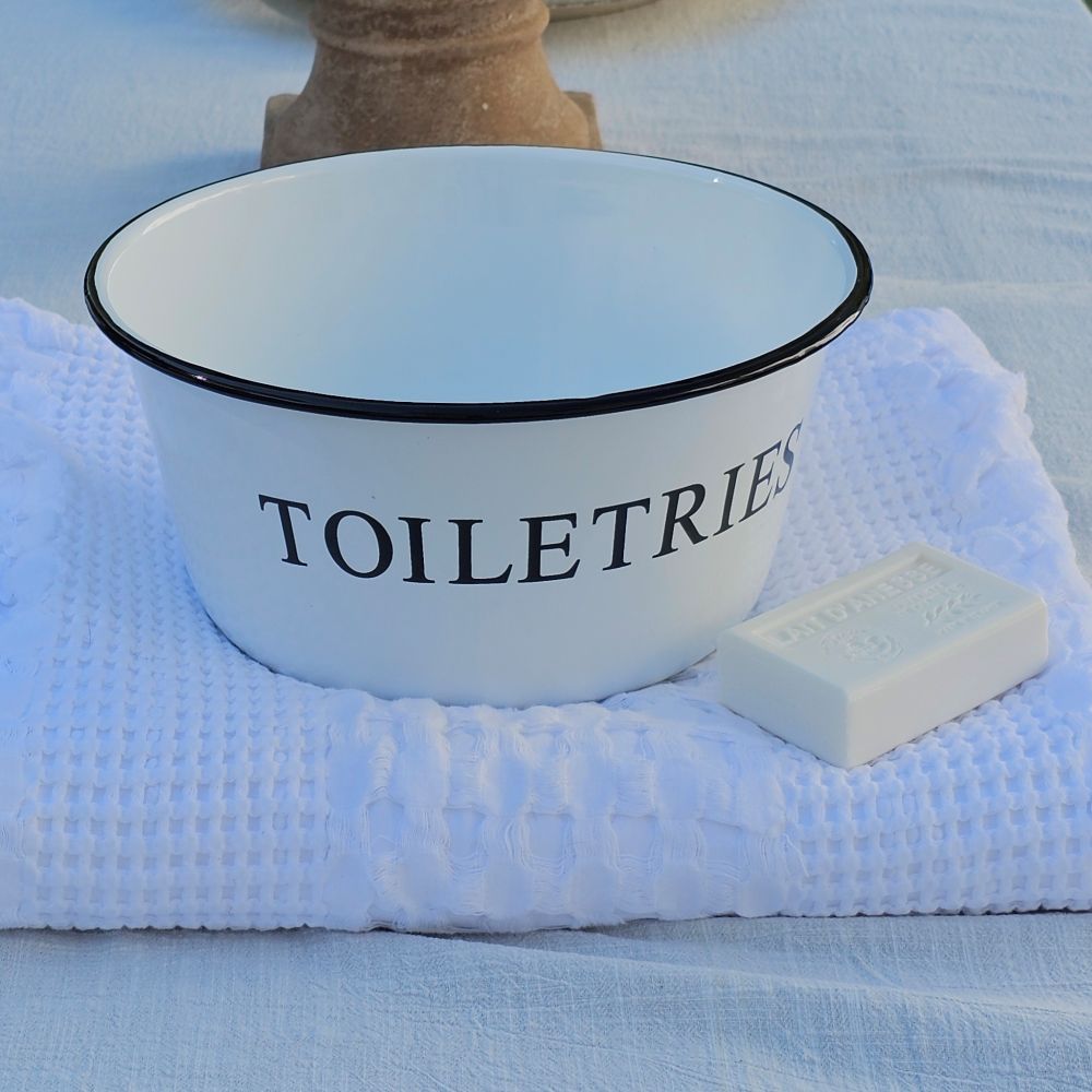Weiße Emaille-Toilettenartikel-Schale