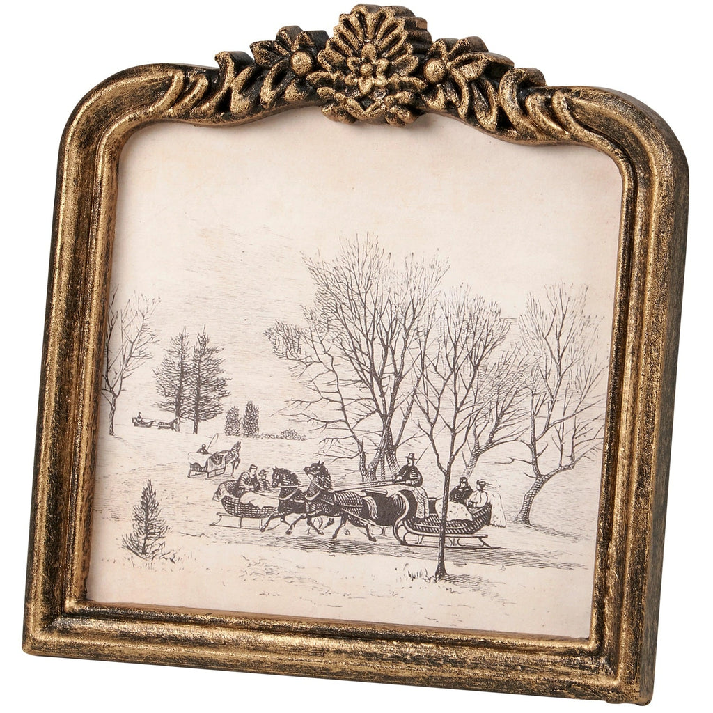 Gerahmtes Vintage-Wandbild „Schlittenfahrt“