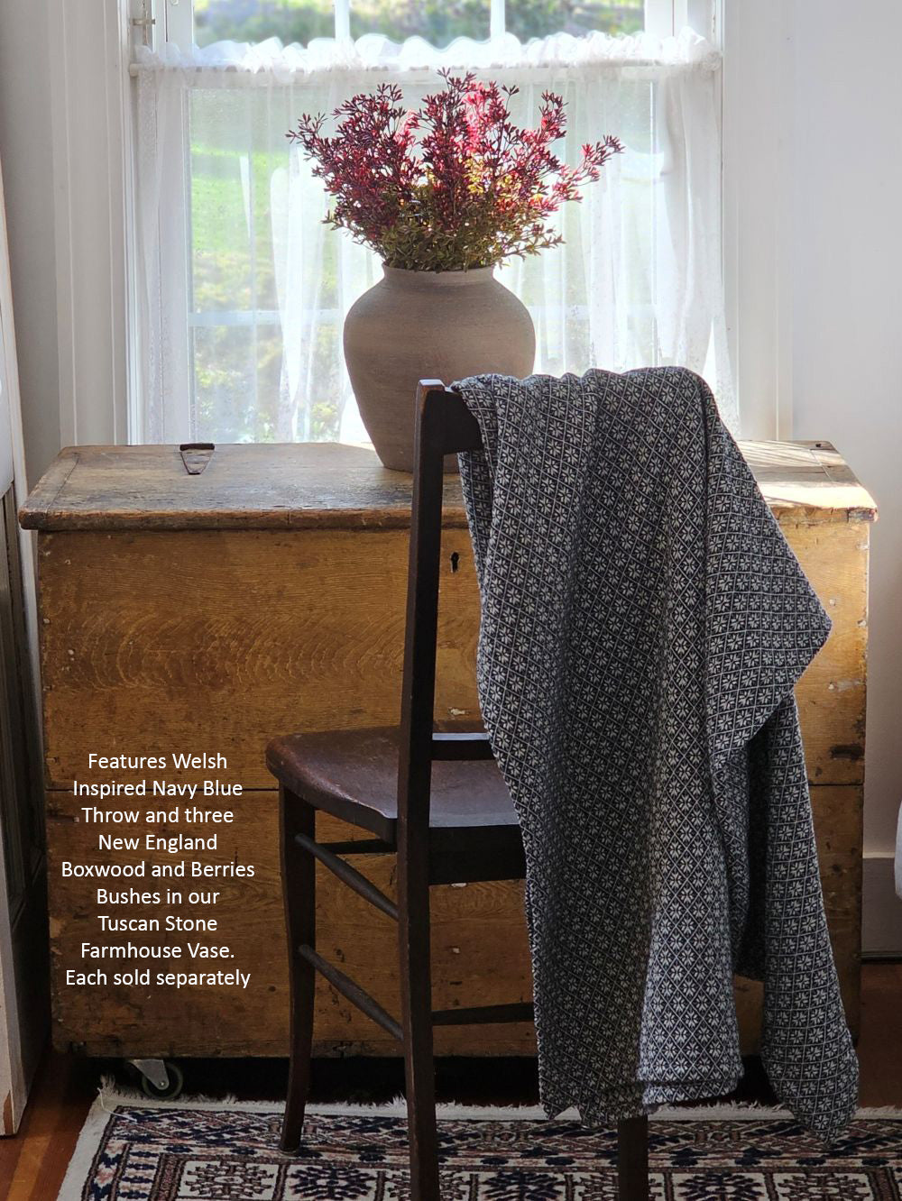 Plaid d'inspiration galloise, bleu marine